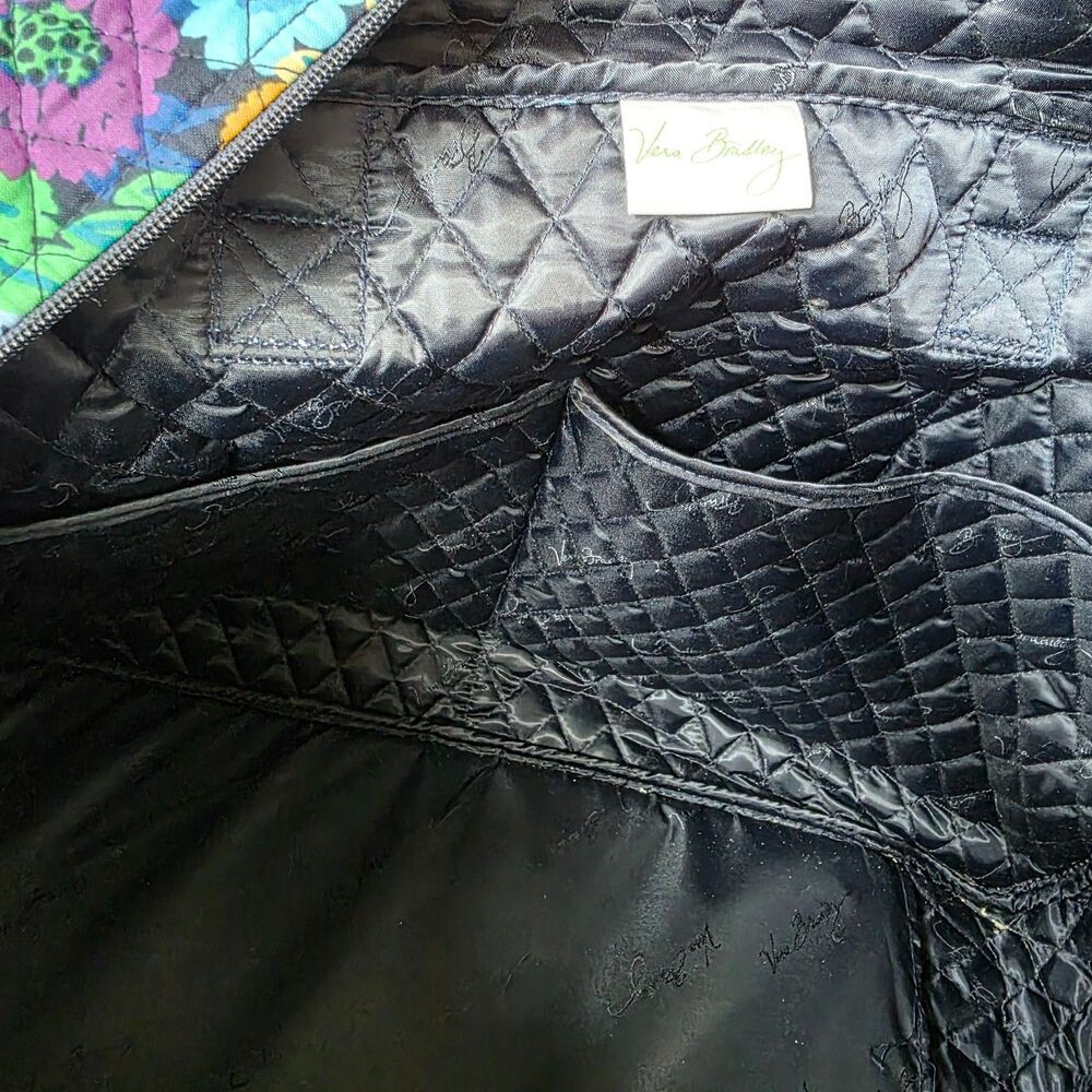 Vera Bradley Midnight Blue Floral Weekender Carry‑On Bag with Trolley Sleeve - Picture 9 of 16
